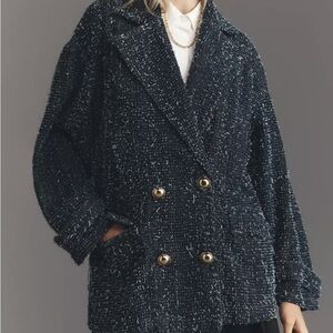 Maeve Needle-Punched Denim Blazer